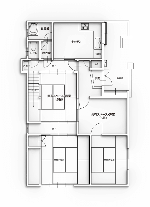 大和八木シェアハウス橿の木全体図1f